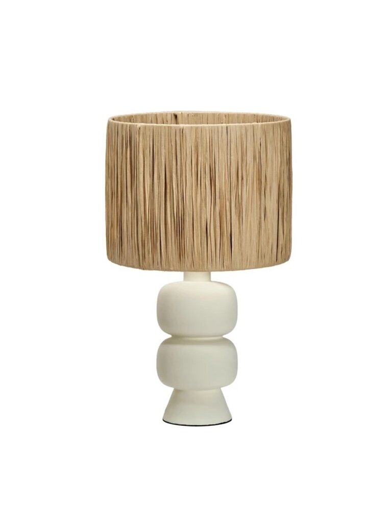 Raffia Stoneware Lamp w/ Raffia Shade