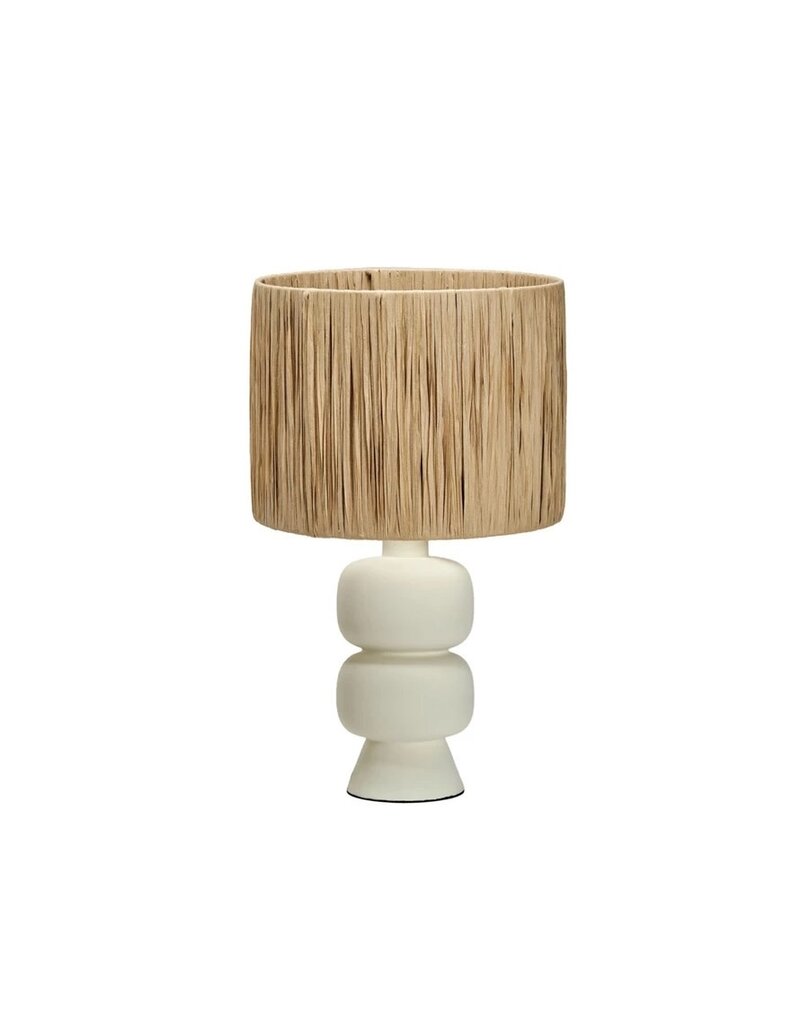 Raffia Stoneware Lamp w/ Raffia Shade