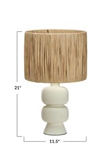 Raffia Stoneware Lamp w/ Raffia Shade