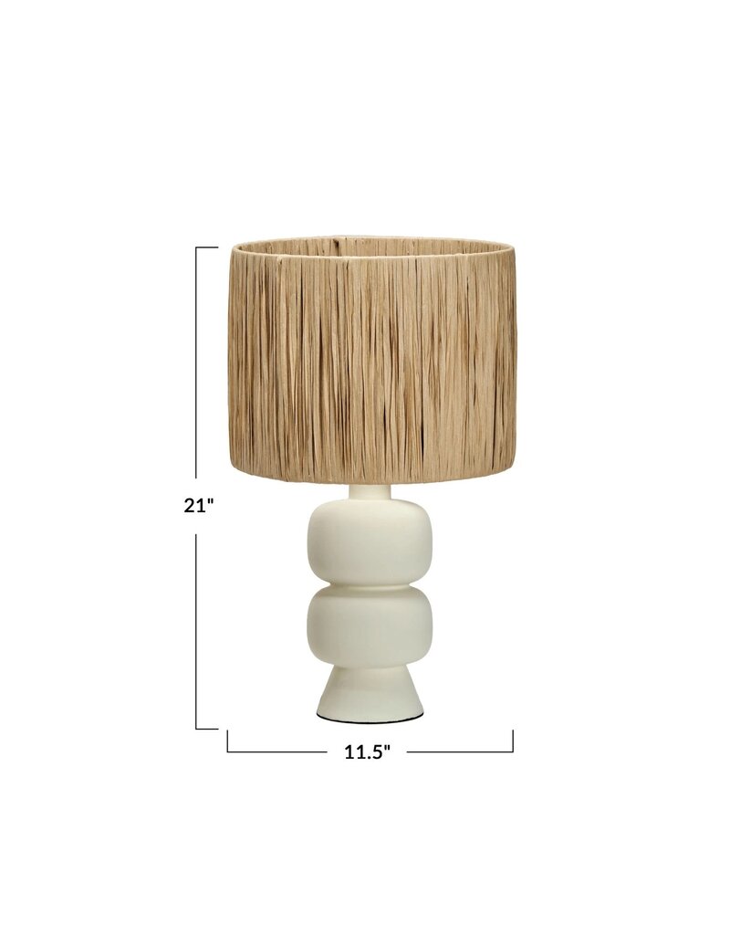 Raffia Stoneware Lamp w/ Raffia Shade