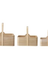 Paulownia Wood Nesting Boxes w/ Handles, Natural, Set of 3