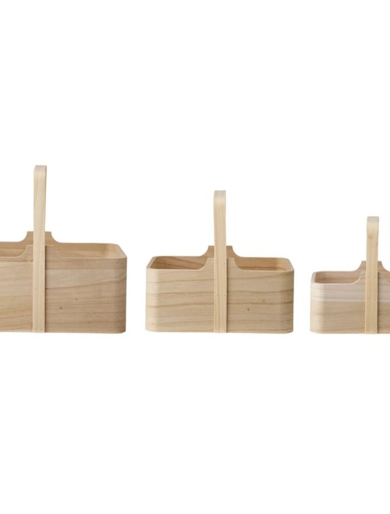 Paulownia Wood Nesting Boxes w/ Handles, Natural, Set of 3