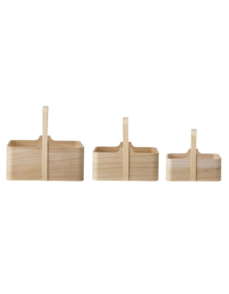 Paulownia Wood Nesting Boxes w/ Handles, Natural, Set of 3