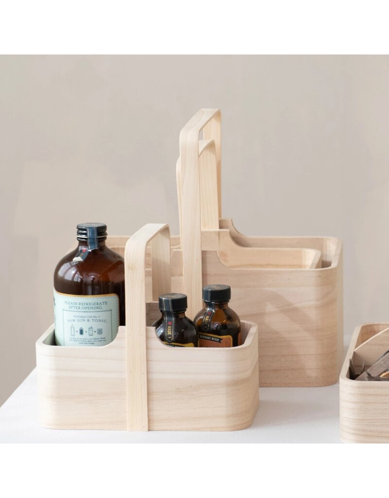 Paulownia Wood Nesting Boxes w/ Handles, Natural, Set of 3