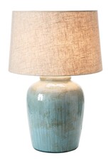 Stoneware Table Lamp with Linen Shade, Green