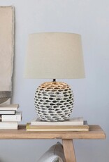 Shoreline Capiz & Bamboo Table Lamp w/ Linen Shade, Blue & White