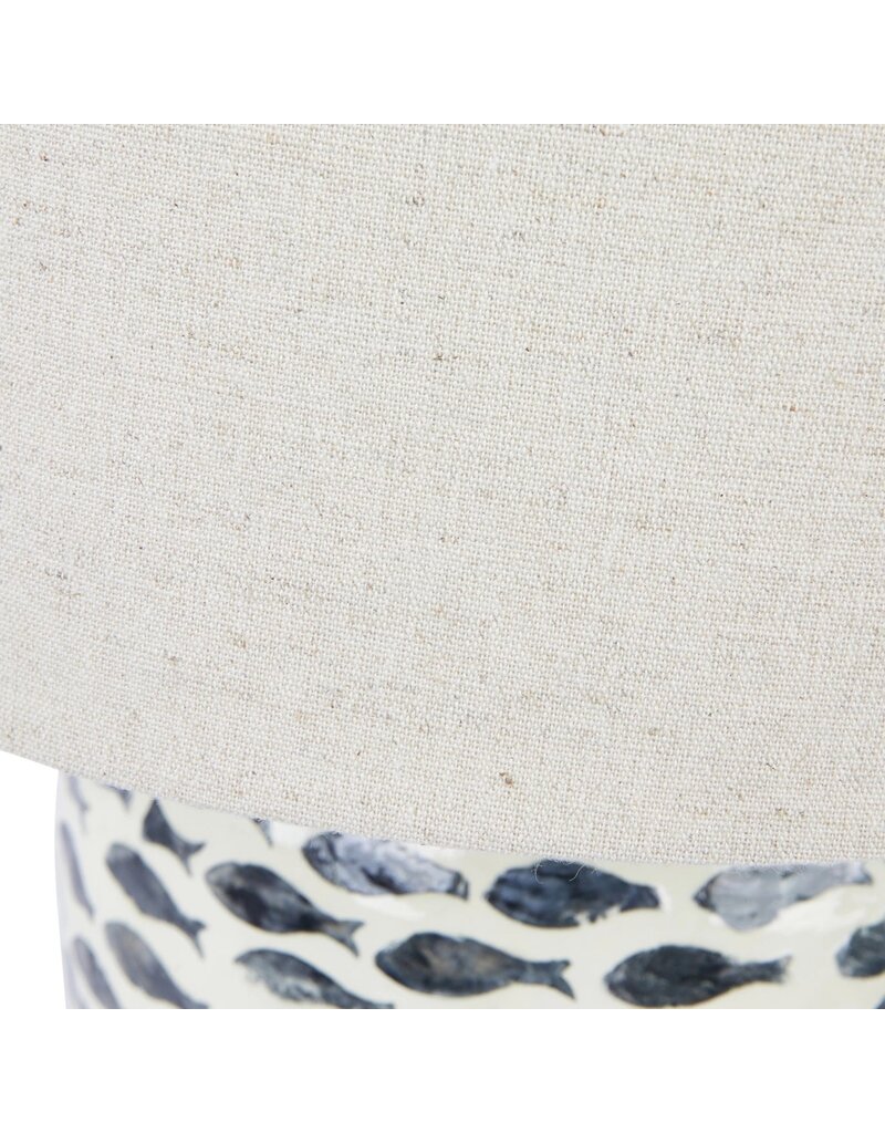 Shoreline Capiz & Bamboo Table Lamp w/ Linen Shade, Blue & White
