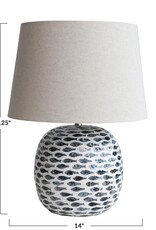 Shoreline Capiz & Bamboo Table Lamp w/ Linen Shade, Blue & White