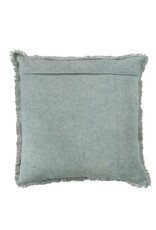 Daily Routines 20" Square Stonewashed Linen Pillow w/ Fringe, Aqua
