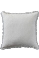 Daily Routines 20" Square Stonewashed Linen Pillow w/ Fringe, White