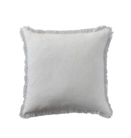 Daily Routines 20" Square Stonewashed Linen Pillow w/ Fringe, White