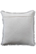 Daily Routines 20" Square Stonewashed Linen Pillow w/ Fringe, White