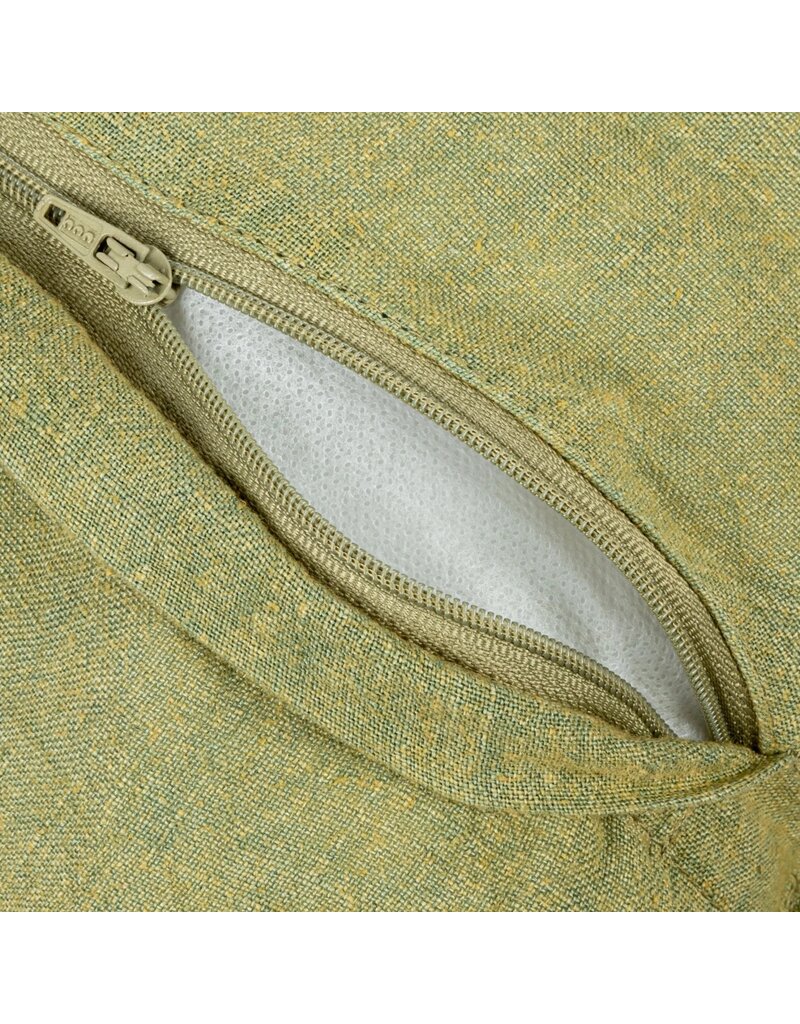 Daily Routines 20" Square Stonewashed Linen Pillow w/ Fringe, Olive