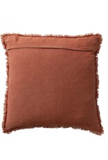 Daily Routines 20" Square Stonewashed Linen Pillow w/ Fringe, Rust
