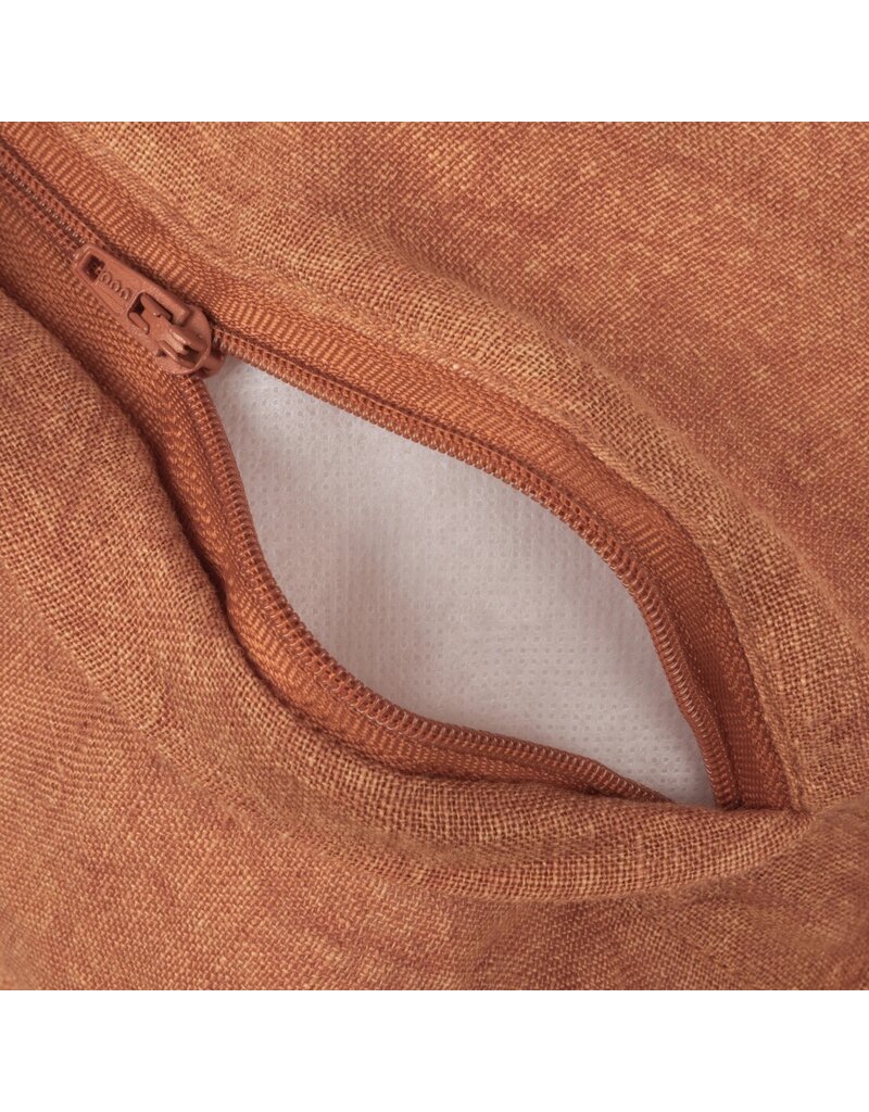 Daily Routines 20" Square Stonewashed Linen Pillow w/ Fringe, Rust