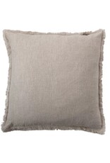 Daily Routines 20" Square Stonewashed Linen Pillow w/ Fringe, Natural