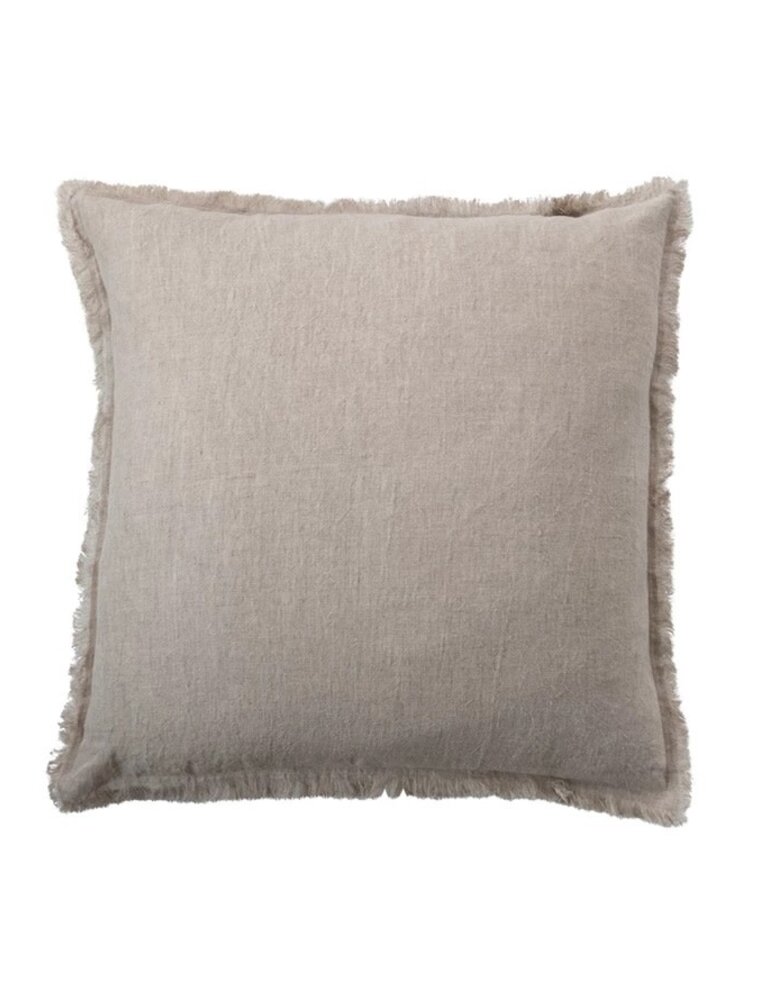 Daily Routines 20" Square Stonewashed Linen Pillow w/ Fringe, Natural