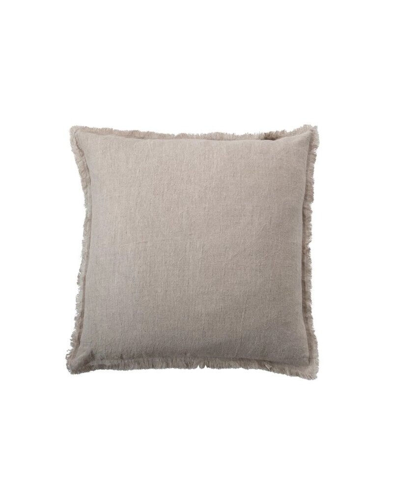 Daily Routines 20" Square Stonewashed Linen Pillow w/ Fringe, Natural