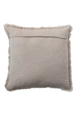 Daily Routines 20" Square Stonewashed Linen Pillow w/ Fringe, Natural