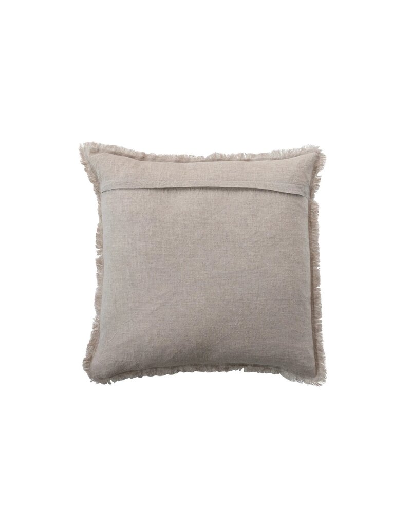 Daily Routines 20" Square Stonewashed Linen Pillow w/ Fringe, Natural