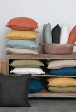 Daily Routines 20" Square Stonewashed Linen Pillow w/ Fringe, Natural