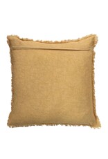 Daily Routines 20" Square Stonewashed Linen Pillow w/ Fringe, Gold