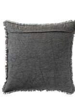 Daily Routines 20" Square Stonewashed Linen Pillow w/ Fringe, Grey