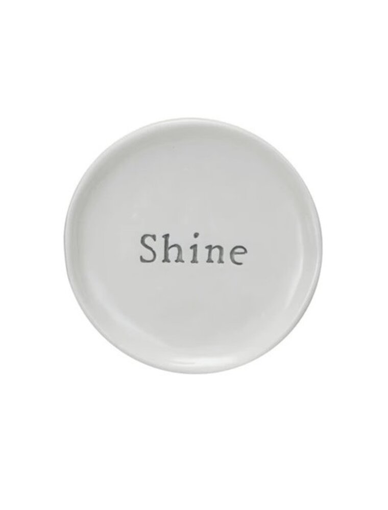 Botanist Stoneware Dish w/Word - SHINE, EACH