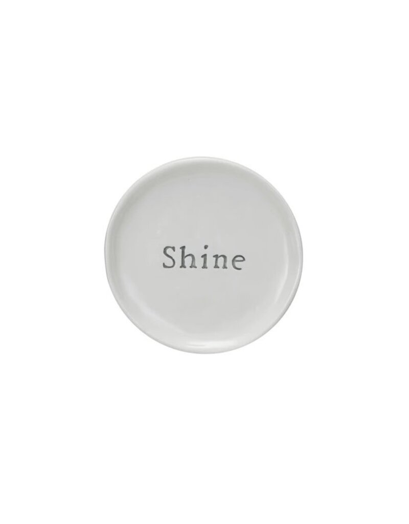 Botanist Stoneware Dish w/Word - SHINE, EACH
