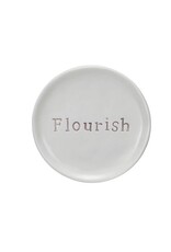 Botanist Stoneware Dish w/Word - FLOURISH, EACH