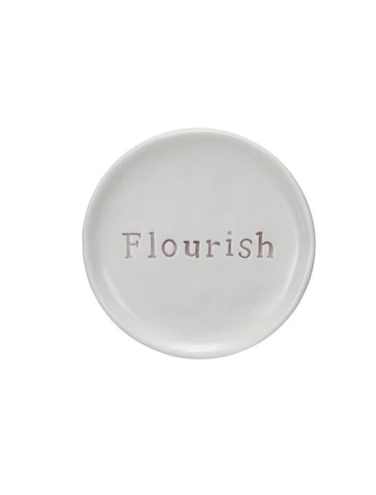 Botanist Stoneware Dish w/Word - FLOURISH, EACH