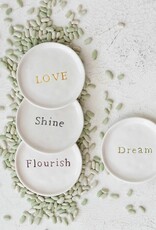 Botanist Stoneware Dish w/Word - FLOURISH, EACH