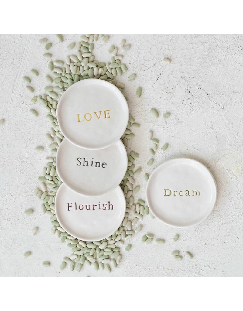 Botanist Stoneware Dish w/Word - FLOURISH, EACH