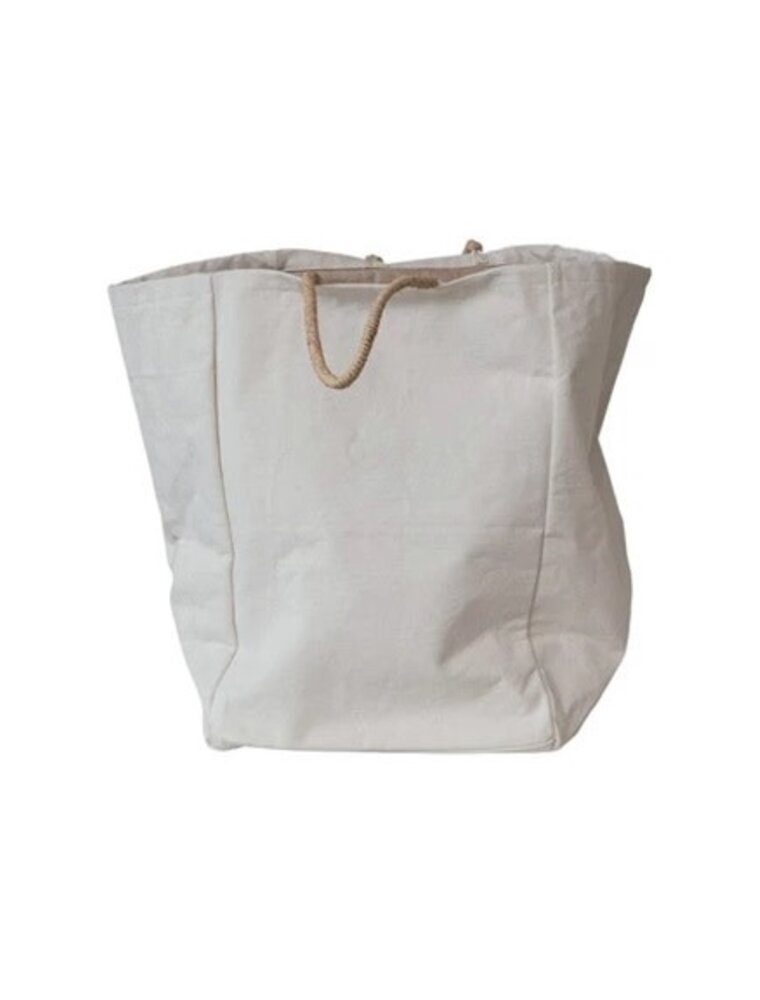 Daily Routines Large Cotton Canvas Storage Bag w/Raffia Handles, EACH