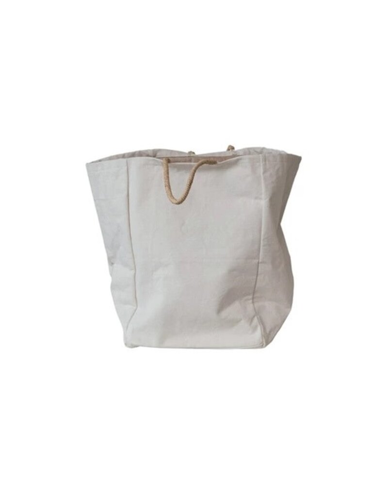 Daily Routines Large Cotton Canvas Storage Bag w/Raffia Handles, EACH