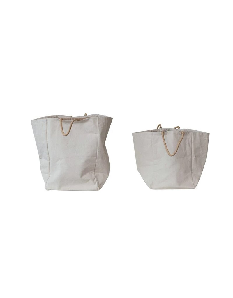 Daily Routines Large Cotton Canvas Storage Bag w/Raffia Handles, EACH