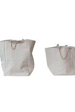 Daily Routines Small Cotton Canvas Storage Bag w/Raffia Handles, EACH