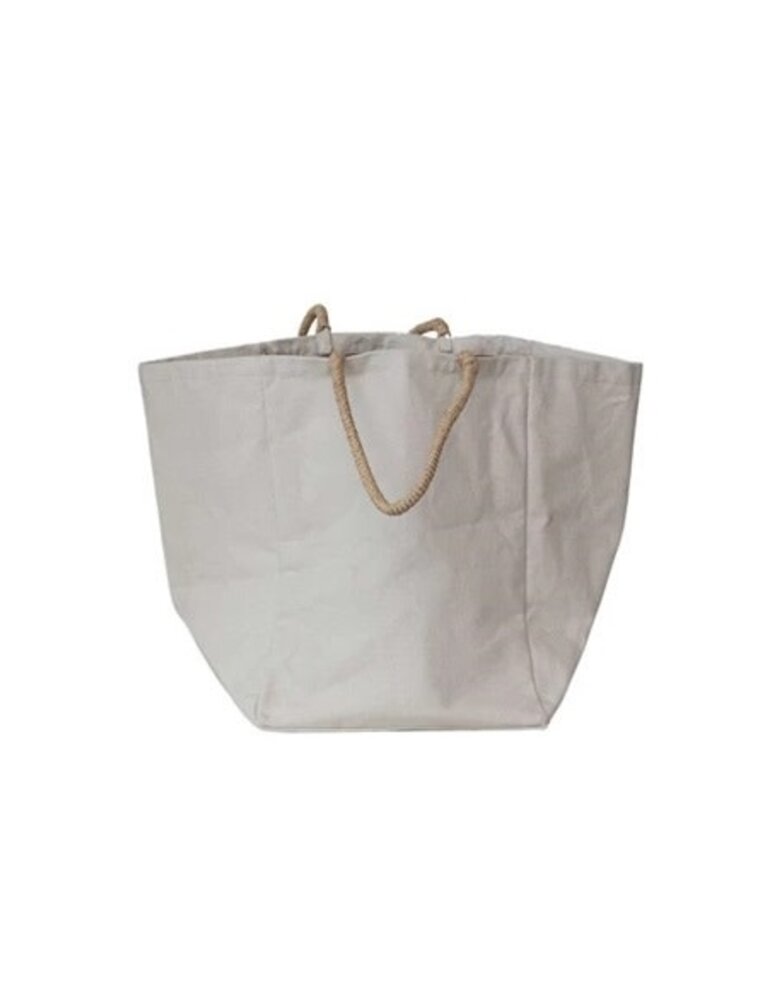 Daily Routines Small Cotton Canvas Storage Bag w/Raffia Handles, EACH