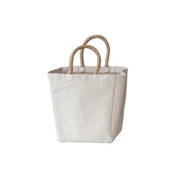 Daily Routines Large Cotton Canvas Container w/Raffia Handle, EACH