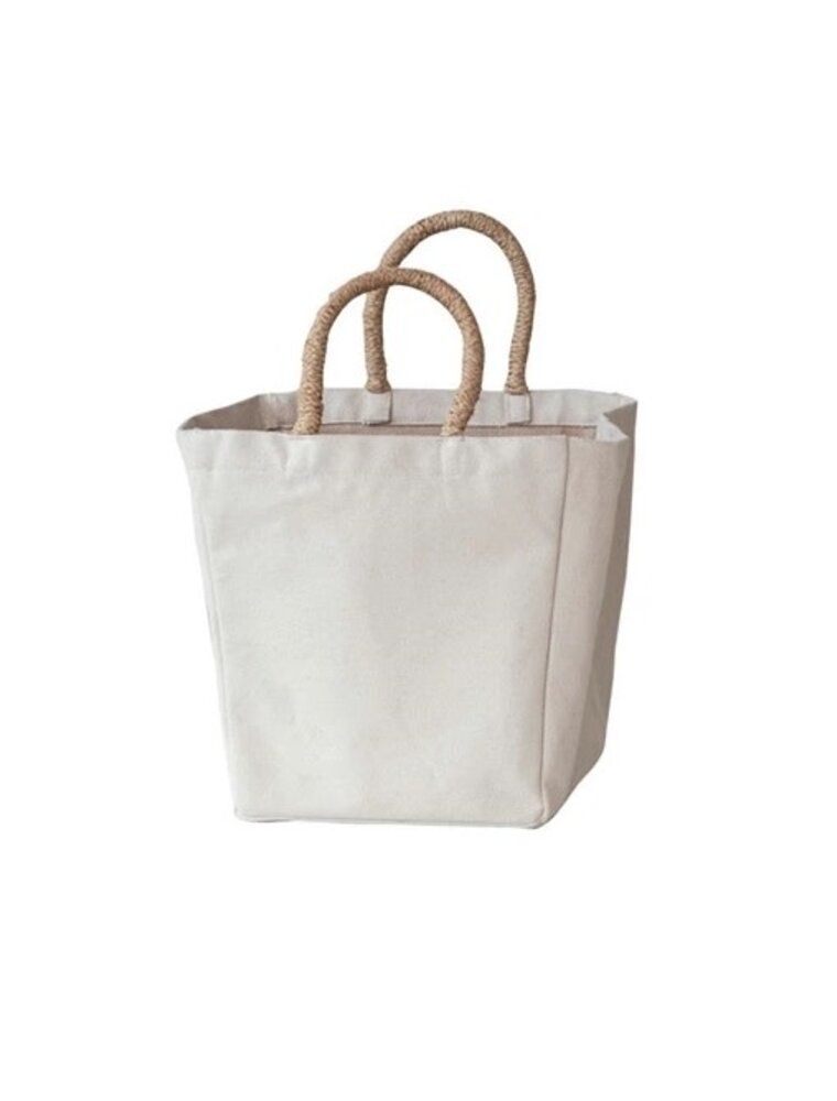 Daily Routines Large Cotton Canvas Container w/Raffia Handle, EACH