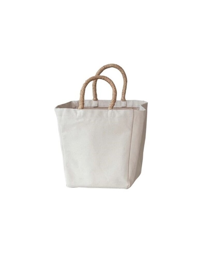 Daily Routines Large Cotton Canvas Container w/Raffia Handle, EACH