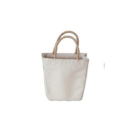 Daily Routines Medium Cotton Canvas Container w/Raffia Handle, EACH