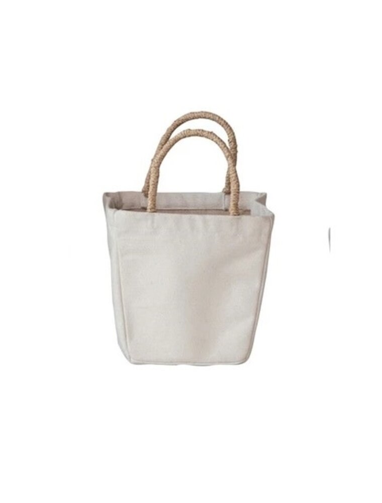 Daily Routines Medium Cotton Canvas Container w/Raffia Handle, EACH