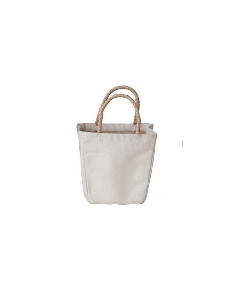 Daily Routines Medium Cotton Canvas Container w/Raffia Handle, EACH