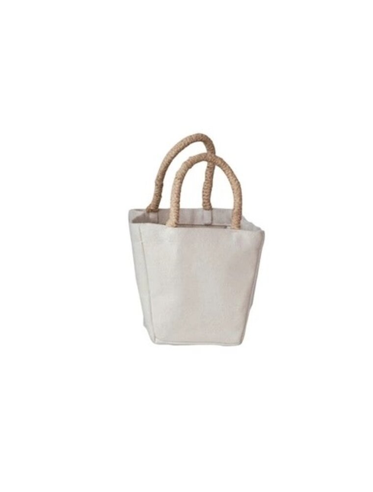 Daily Routines Small Cotton Canvas Container w/Raffia Handle, EACH