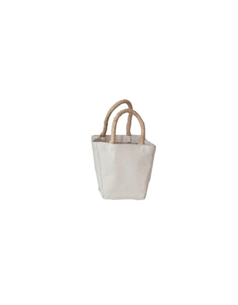 Daily Routines Small Cotton Canvas Container w/Raffia Handle, EACH