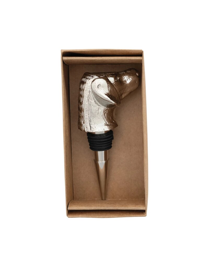 Cheers Cast Aluminum Dog Head Bottle Stopper