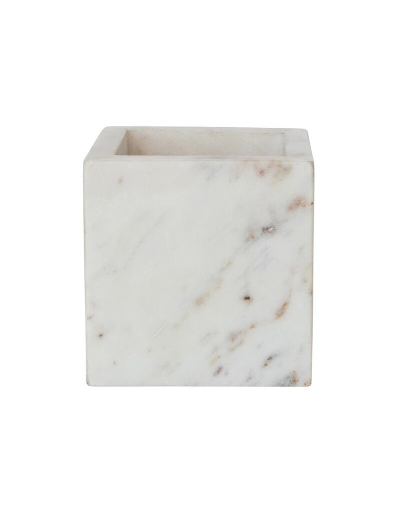 At The Table Square Marble Container, White
