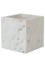 At The Table Square Marble Container, White