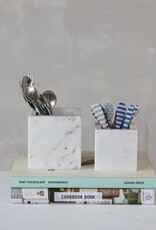 At The Table Square Marble Container, White